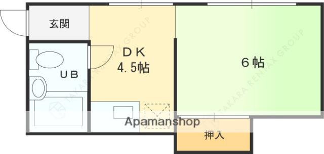 セゾン若葉(1DK/1階)の間取り写真