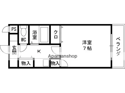 コーポ陣内3(1K/2階)の間取り写真