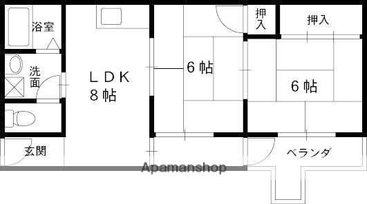 コーポ陣内(2DK/3階)の間取り写真