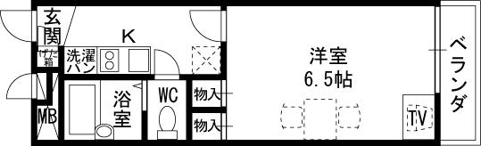 レオパレスアルモニ2(1K/2階)の間取り写真