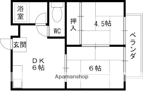 ロイヤルハイツ新庄(2DK/2階)の間取り写真