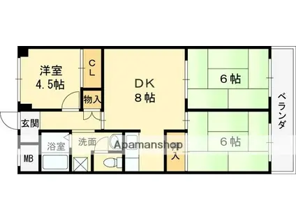 第2東大阪村橋マンション(3DK/6階)の間取り写真