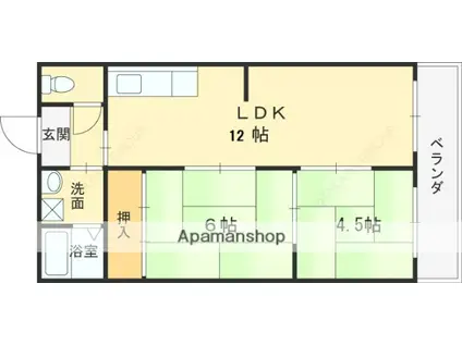 レナジア深井(2LDK/2階)の間取り写真