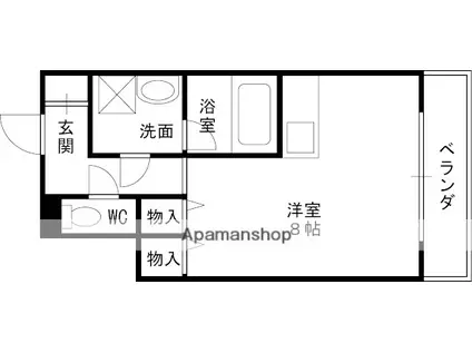 サカトⅡ(ワンルーム/6階)の間取り写真
