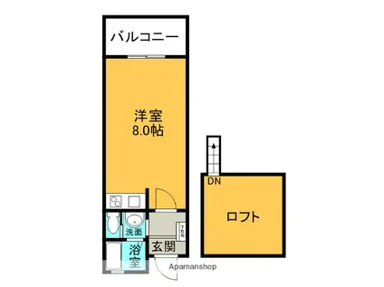 オーキッドスクエア(ワンルーム/1階)の間取り写真