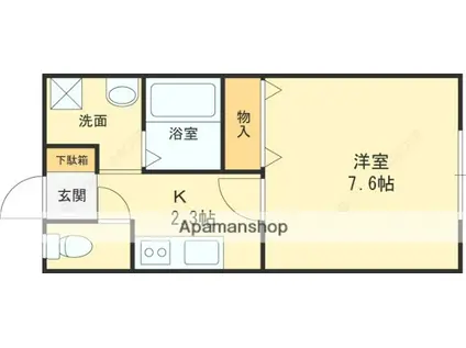 瓢箪山大発マンション 東棟(1K/3階)の間取り写真