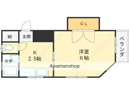 秀雅ハイツ(1K/4階)の間取り写真