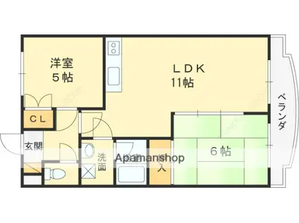 チェリーコート(2LDK/3階)の間取り写真