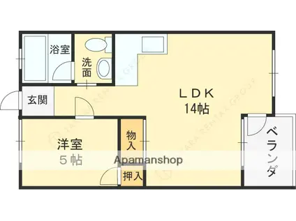 ウィンズコート高井田(1LDK/2階)の間取り写真