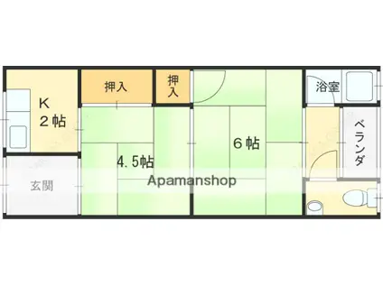 北岸文化(2K/1階)の間取り写真
