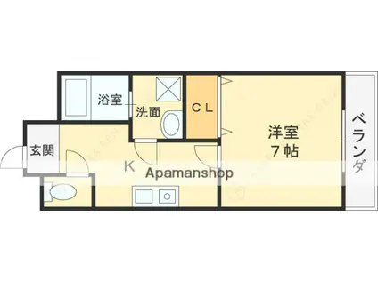 スパジオビィータ(1K/2階)の間取り写真