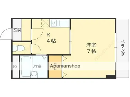 プラムロイヤル(1K/3階)の間取り写真