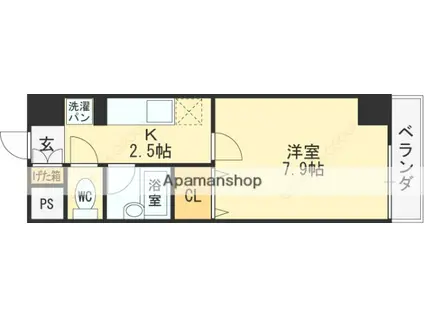 ステュディオ(1K/6階)の間取り写真