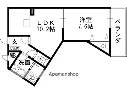 リュミエールイースト(1LDK/3階)の間取り写真