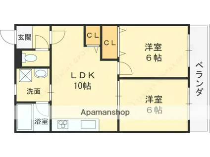 コーポ大喜(2LDK/4階)の間取り写真