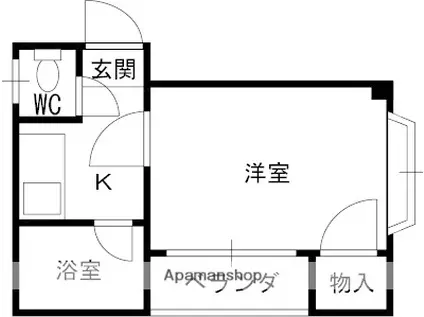 シャルマン大宮(1K/3階)の間取り写真