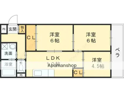 サンライズ 長田(3LDK/6階)の間取り写真