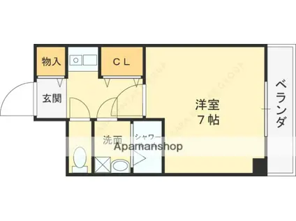 サウスイン大学前(1K/4階)の間取り写真