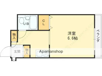 グリーンハウス(ワンルーム/4階)の間取り写真