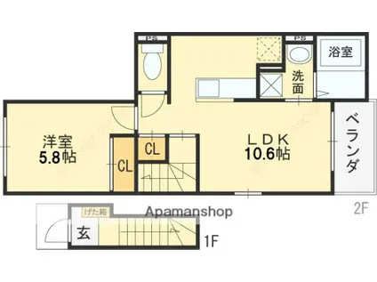 カーサルミエール(1LDK/2階)の間取り写真