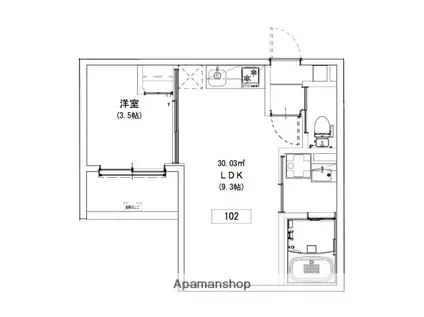 CRASTINE岩田町5丁目(1LDK/2階)の間取り写真