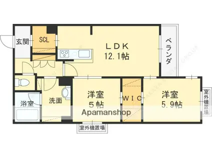 シャーメゾン八戸ノ里(2LDK/3階)の間取り写真