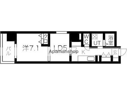 ヴァローレ布施(1LDK/6階)の間取り写真