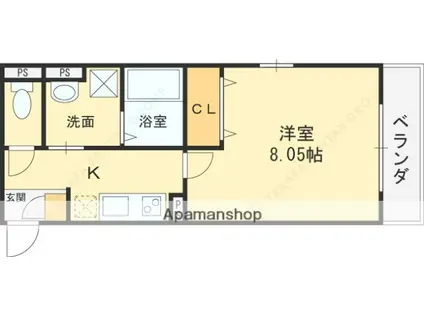 KTIレジデンス河内花園(1K/2階)の間取り写真