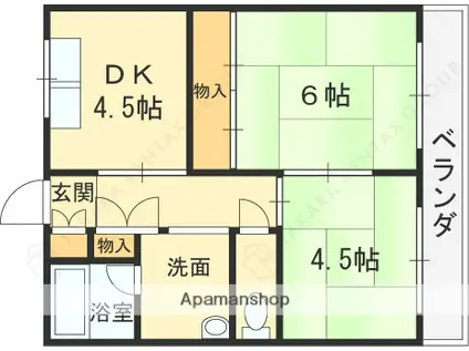 岩崎ハイツ(2K/3階)の間取り写真