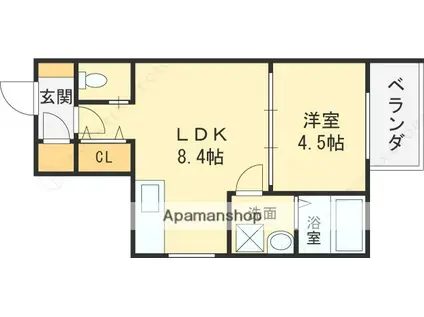 ルミエール鴻池新田(1LDK/3階)の間取り写真