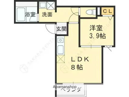 S APT.門真城垣町(1LDK/1階)の間取り写真
