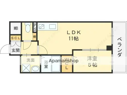 VITA荒本(1LDK/8階)の間取り写真