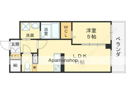 VITA荒本(1LDK/5階)の間取り写真