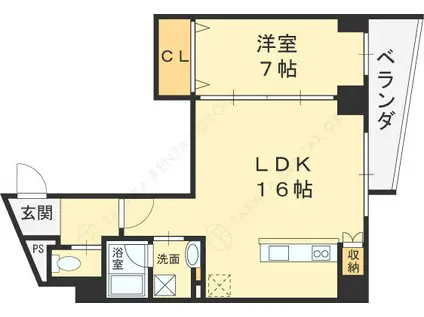 プレミアム長瀬(1LDK/4階)の間取り写真