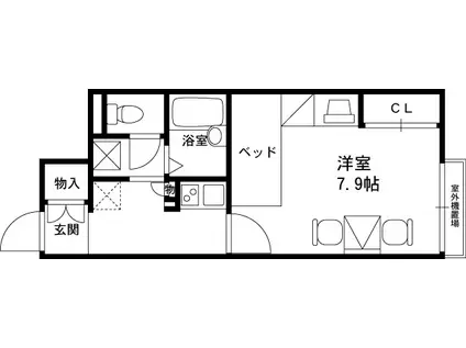 レオパレス後楽(1K/2階)の間取り写真