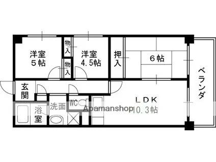 野田マンション(3LDK/2階)の間取り写真