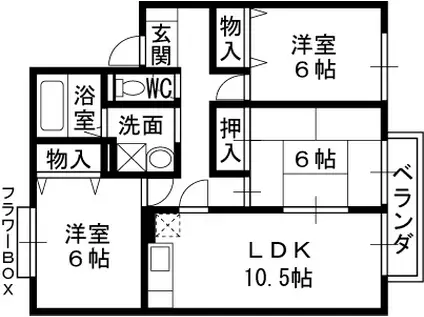 セジュール甲風園(3LDK/2階)の間取り写真