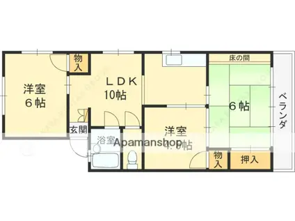 ホワイトヴィラ武庫之荘(3LDK/2階)の間取り写真