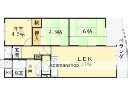 スヴァーネ東山本(3LDK/1階)の間取り写真