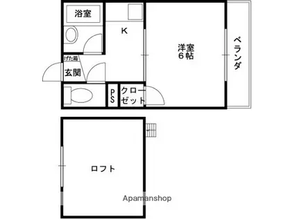 キティハウス(1K/2階)の間取り写真