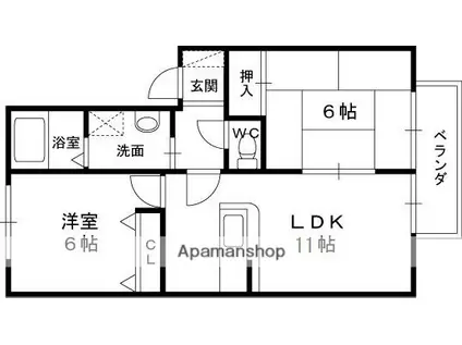 新栄プロパティー恩智Ⅲ(2LDK/2階)の間取り写真