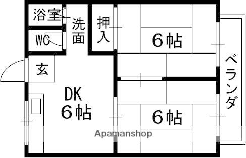 大北ハイツ(2DK/2階)の間取り写真