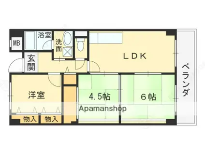 リープハーベン八尾木(3LDK/2階)の間取り写真