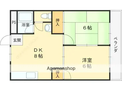 旭ガーデンハイツ(2DK/2階)の間取り写真