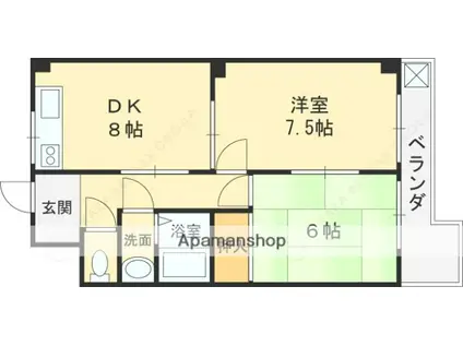 サンウエストニシノ(2LDK/1階)の間取り写真