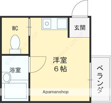 ハイツ菱屋(ワンルーム/2階)の間取り写真