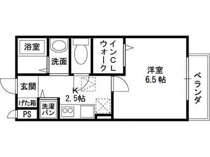 ルピナスC棟(1K/1階)の間取り写真