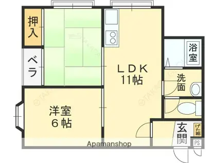 大宝ココグラン山本(2LDK/2階)の間取り写真