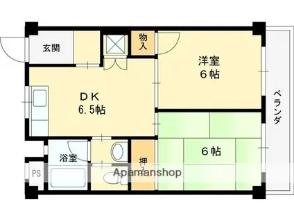 ビューハイム西村(2DK/2階)の間取り写真