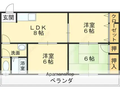 板倉第1ビル(3LDK/3階)の間取り写真